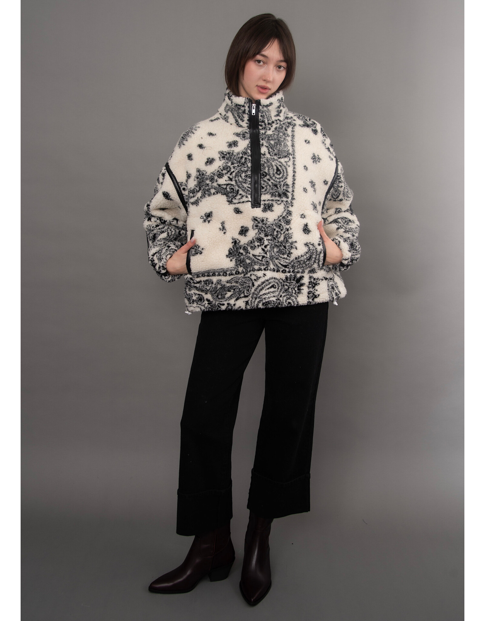 RD Style RD Style - Mila Printed Half Zip (Cream)