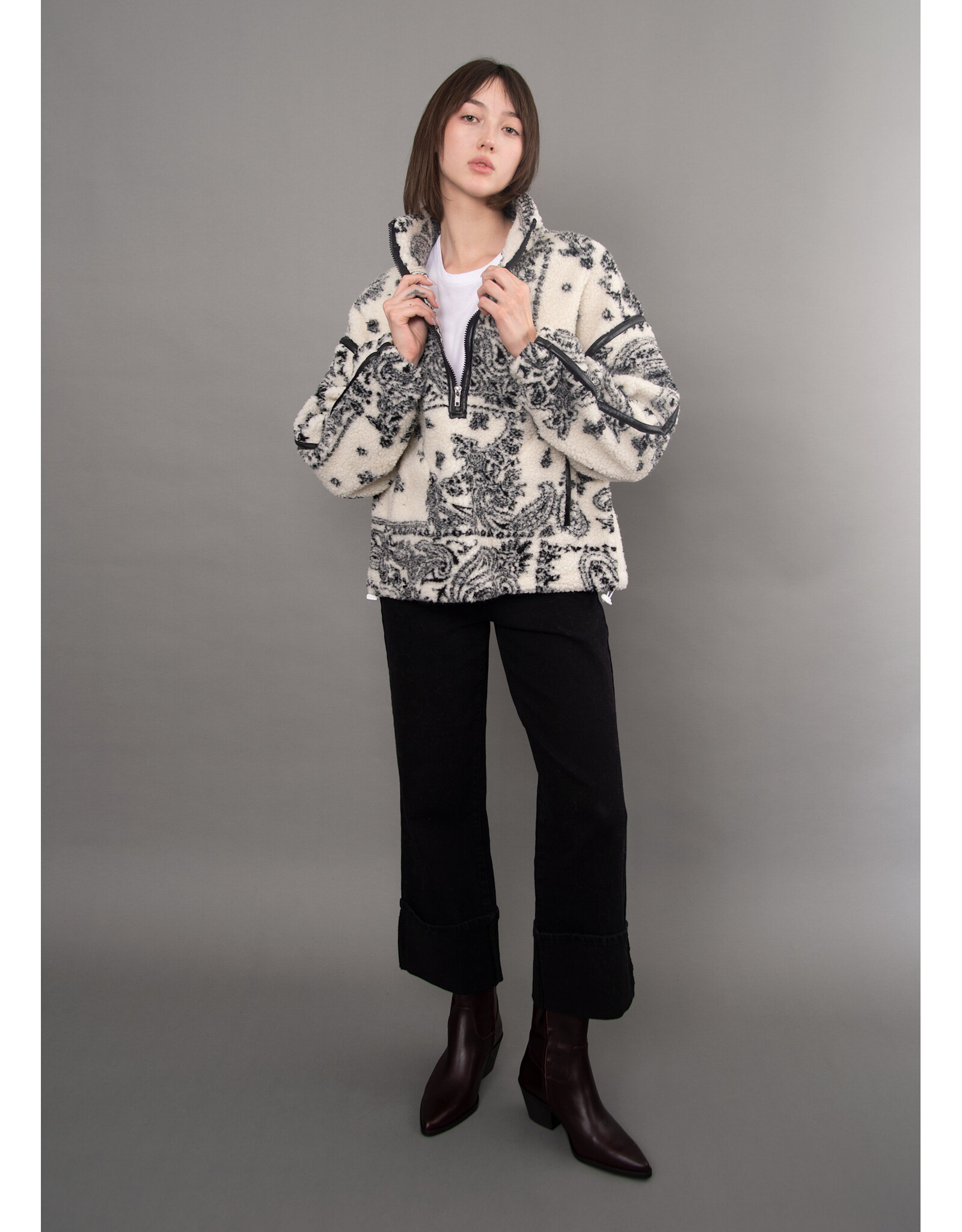 RD Style RD Style - Mila Printed Half Zip (Cream)
