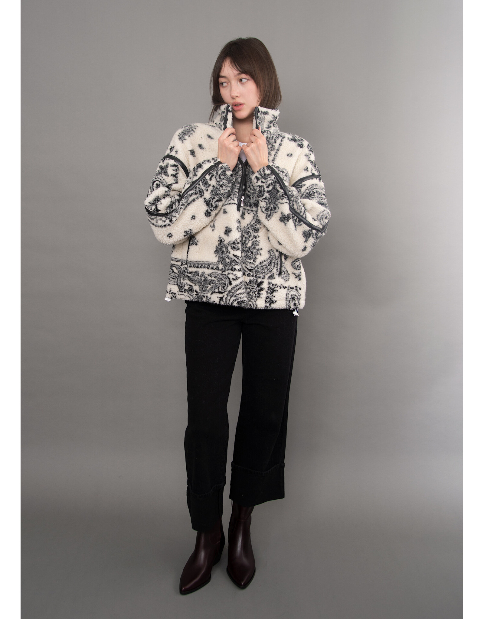 RD Style RD Style - Mila Printed Half Zip (Cream)
