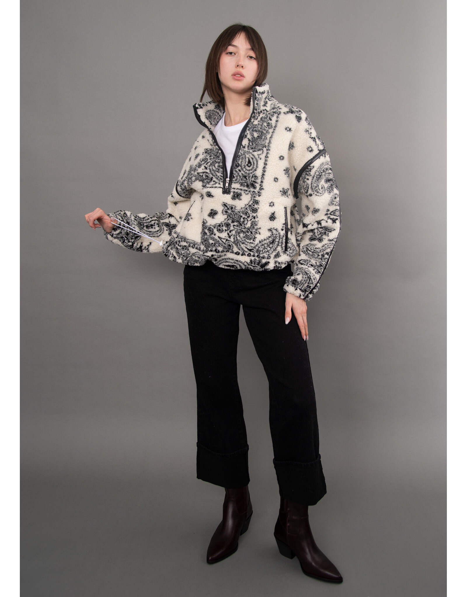 RD Style RD Style - Mila Printed Half Zip (Cream)