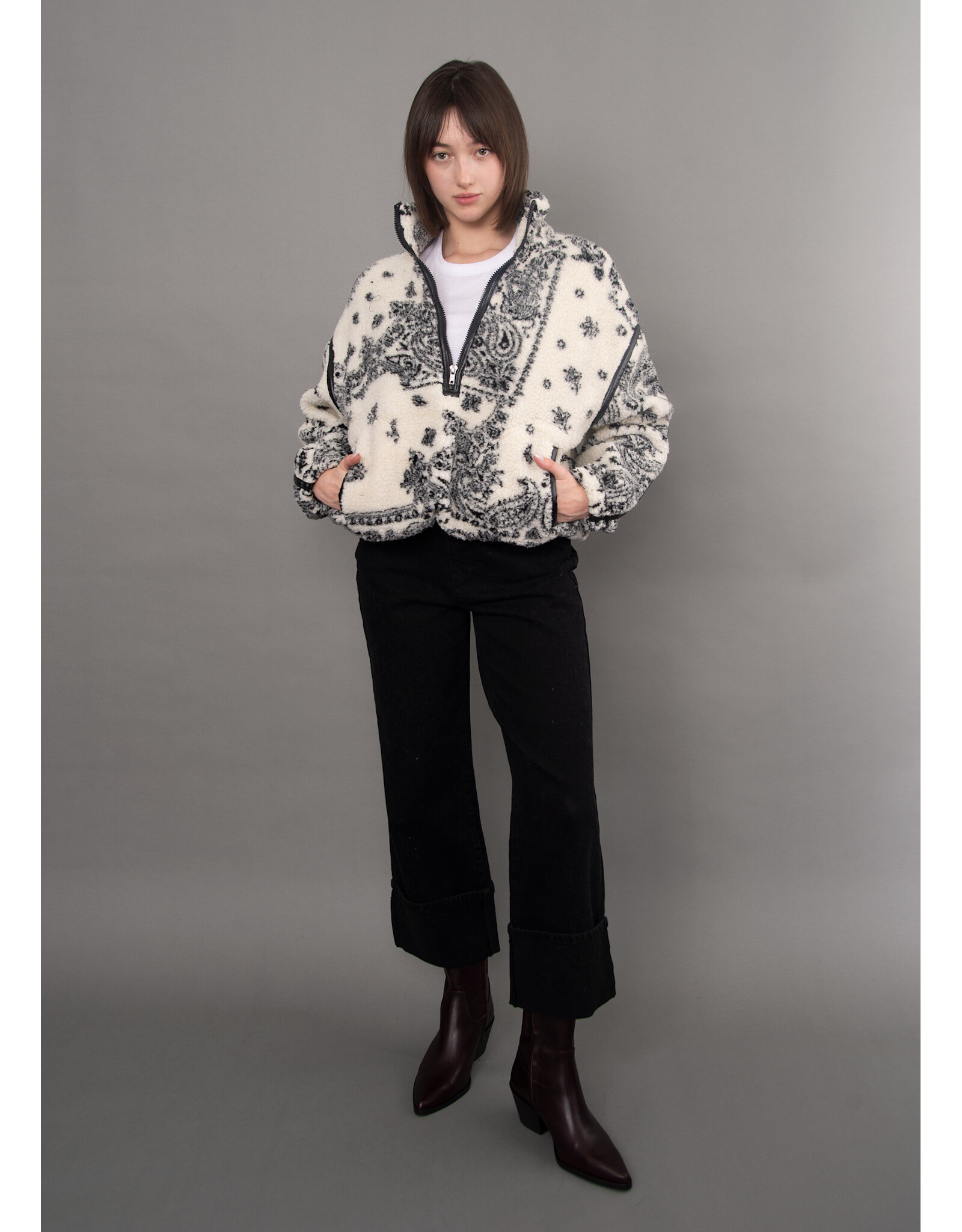 RD Style RD Style - Mila Printed Half Zip (Cream)
