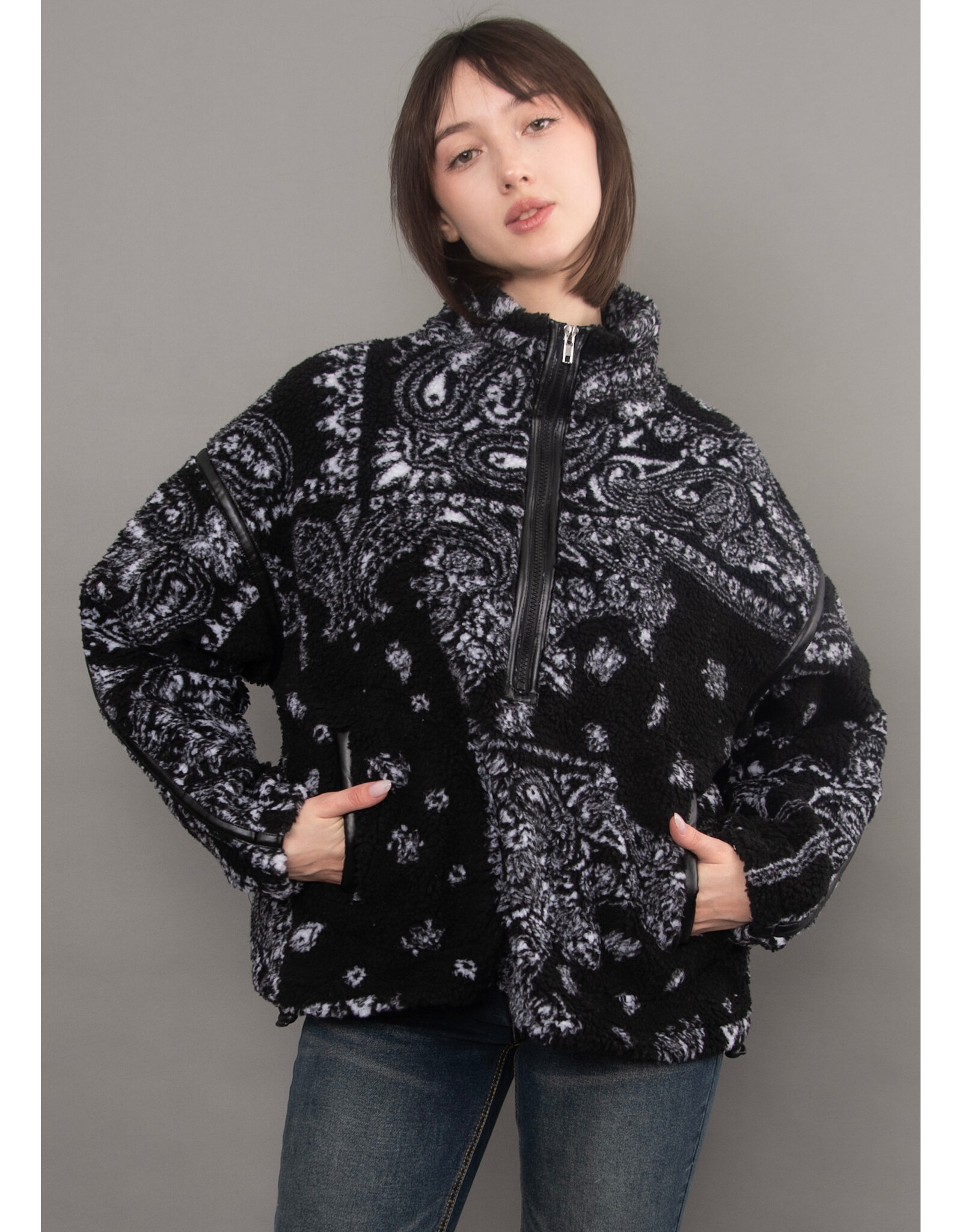 RD Style RD Style - Mila Printed Half Zip (Black)