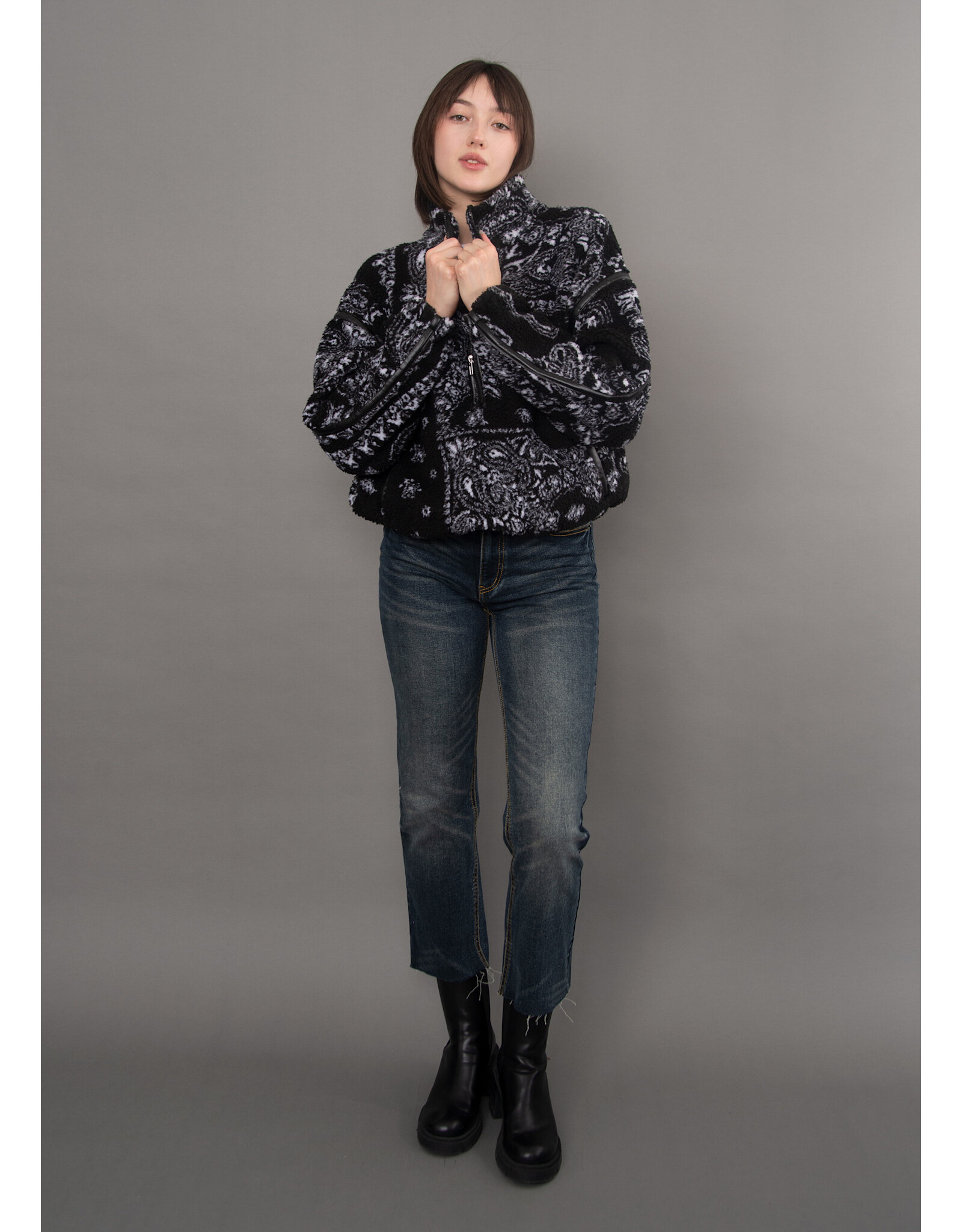 RD Style RD Style - Mila Printed Half Zip (Black)