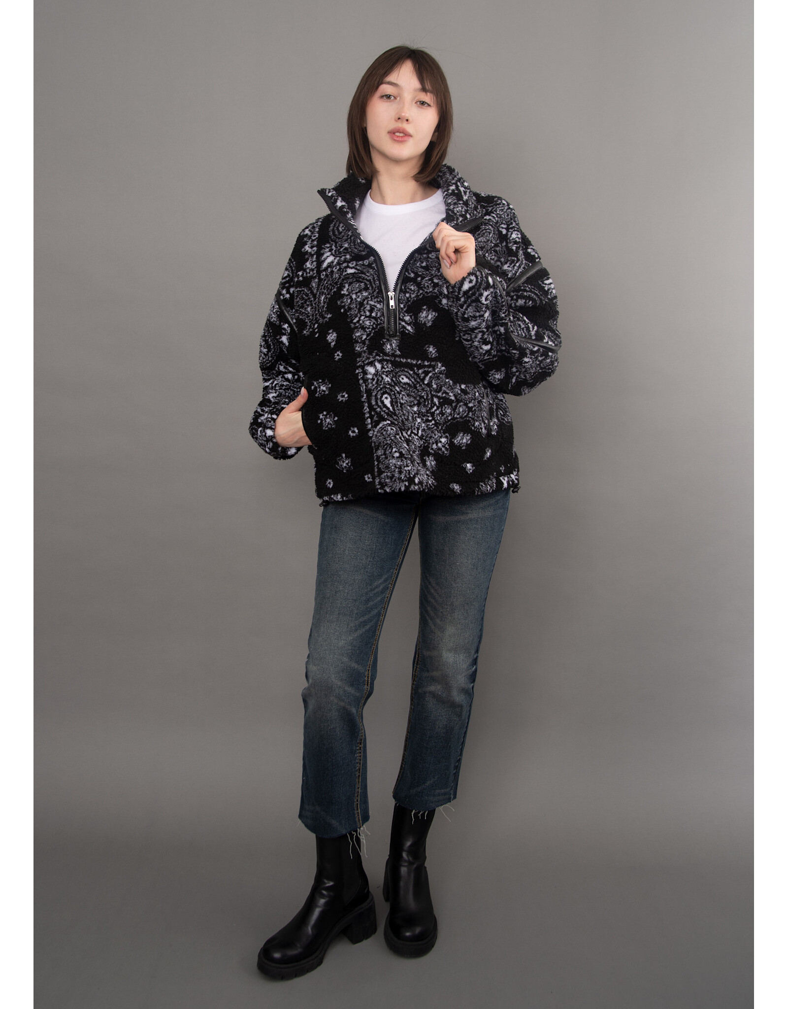 RD Style RD Style - Mila Printed Half Zip (Black)