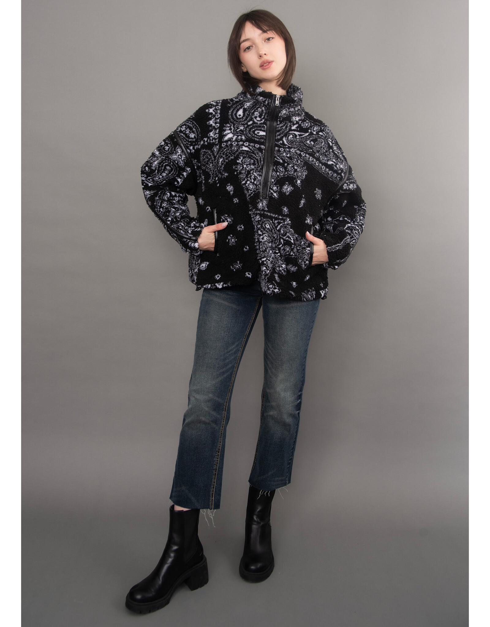 RD Style RD Style - Mila Printed Half Zip (Black)