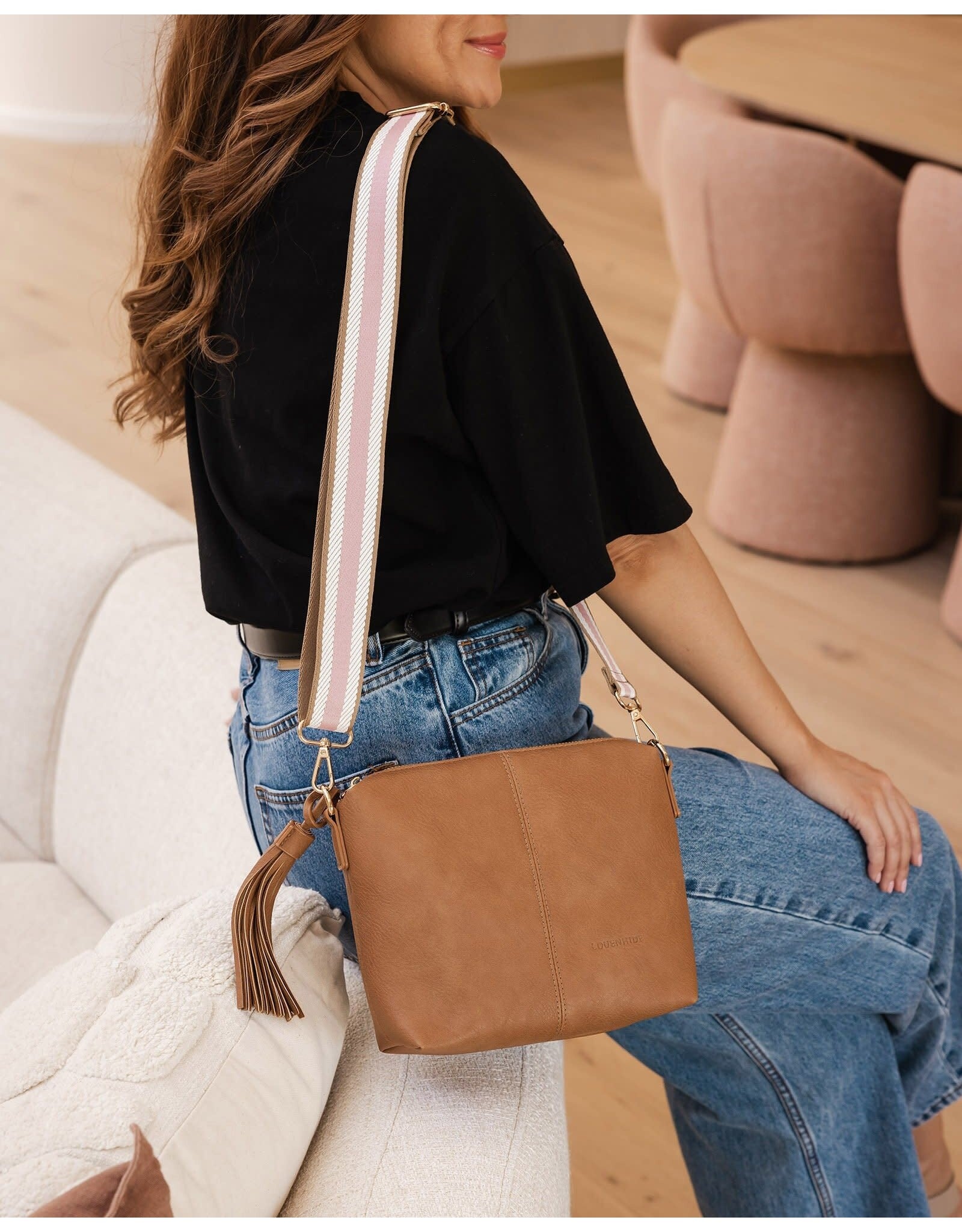 Louenhide Louenhide - Kasey Stripe Crossbody Bag (Camel)
