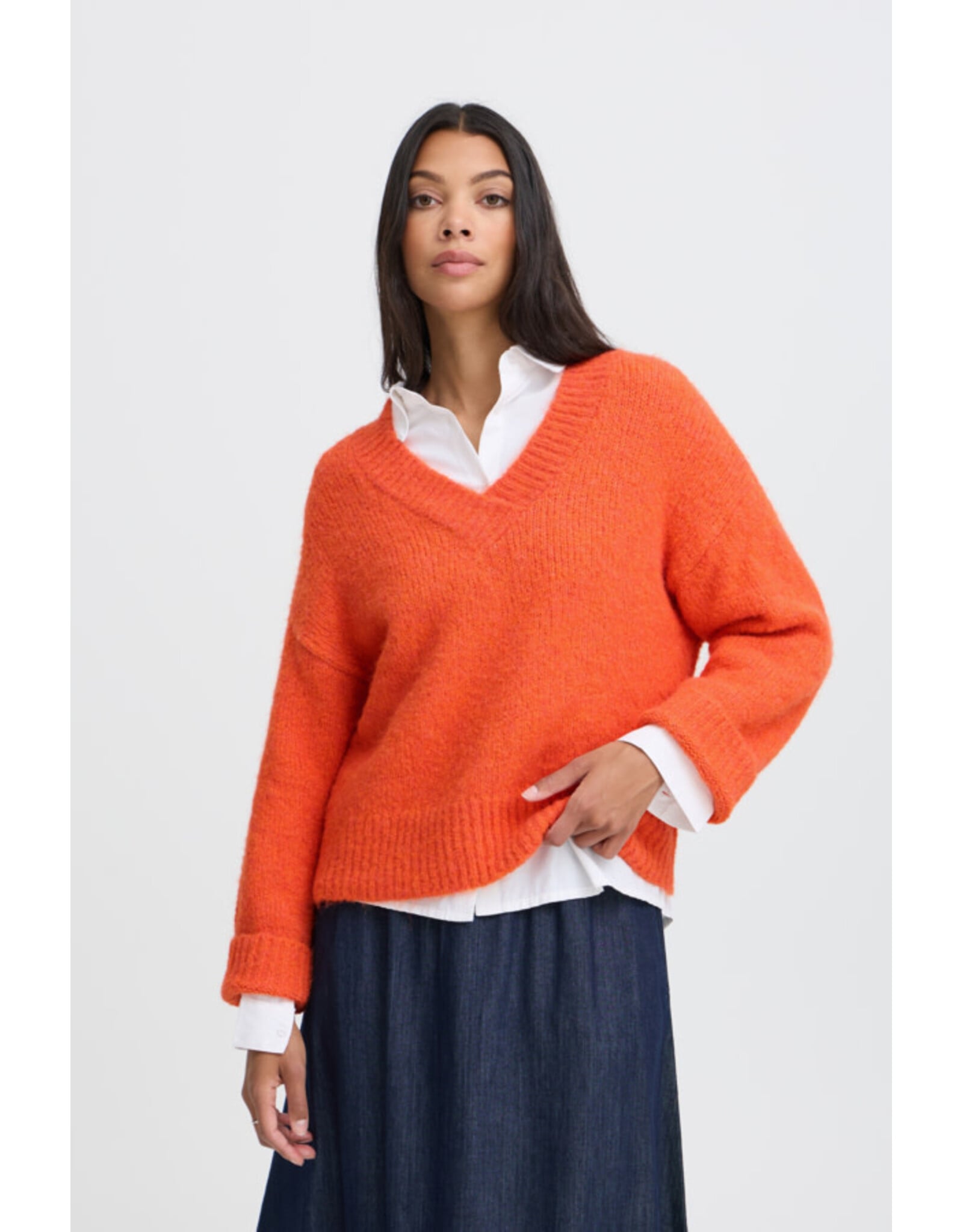 b.young b.young - Millers V Neck Pullover (Pureed Pumpkin)