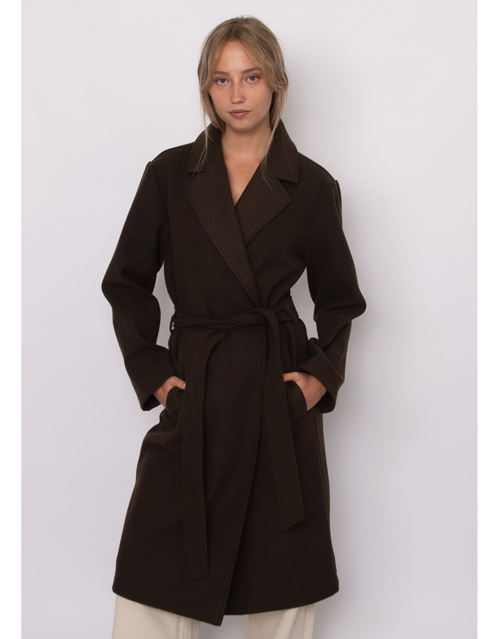 RD Style RD Style - Havy Notch Collar Wrap (Brown Melange)