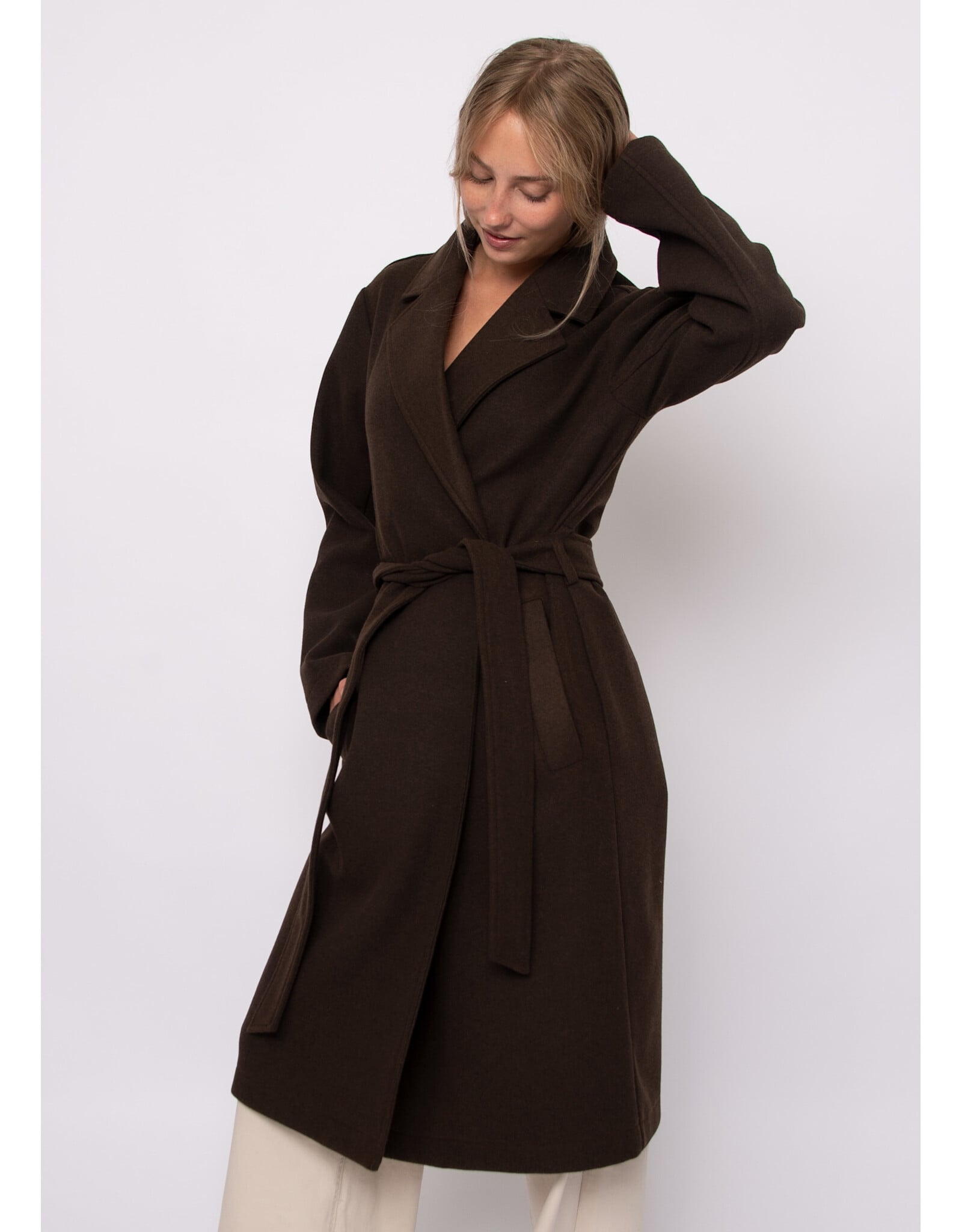 RD Style RD Style - Havy Notch Collar Wrap (Brown Melange)