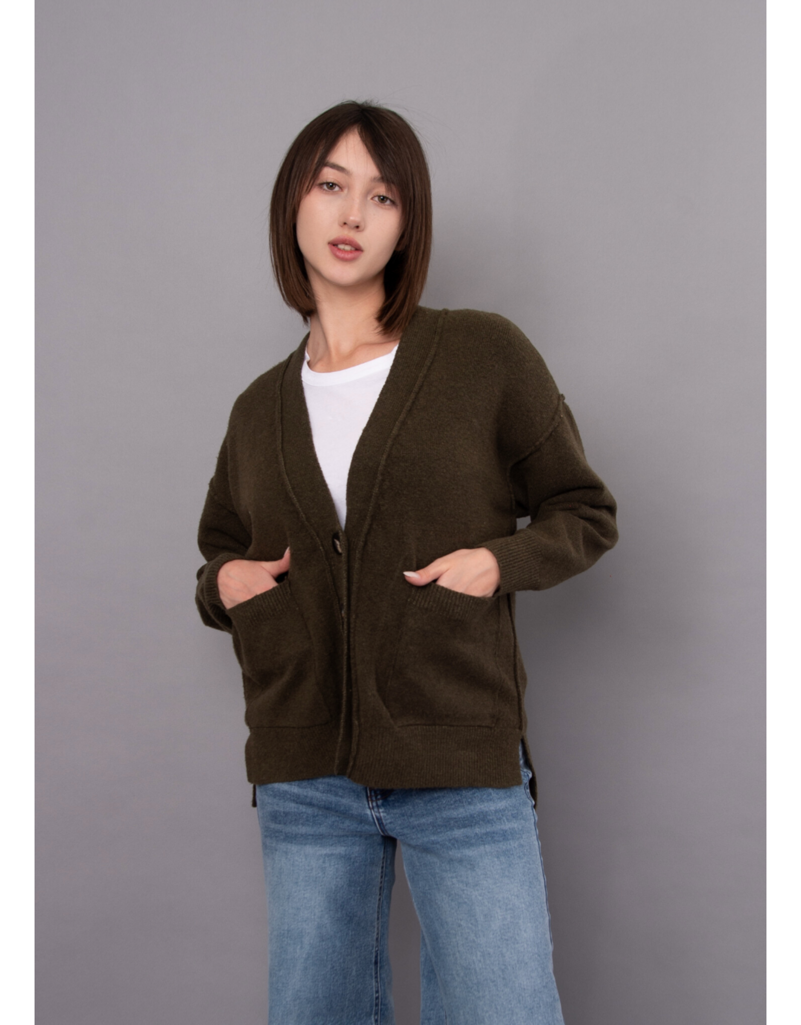 RD Style RD Style - Patsy Long Sleeve V-Neck Cardigan (Olive)