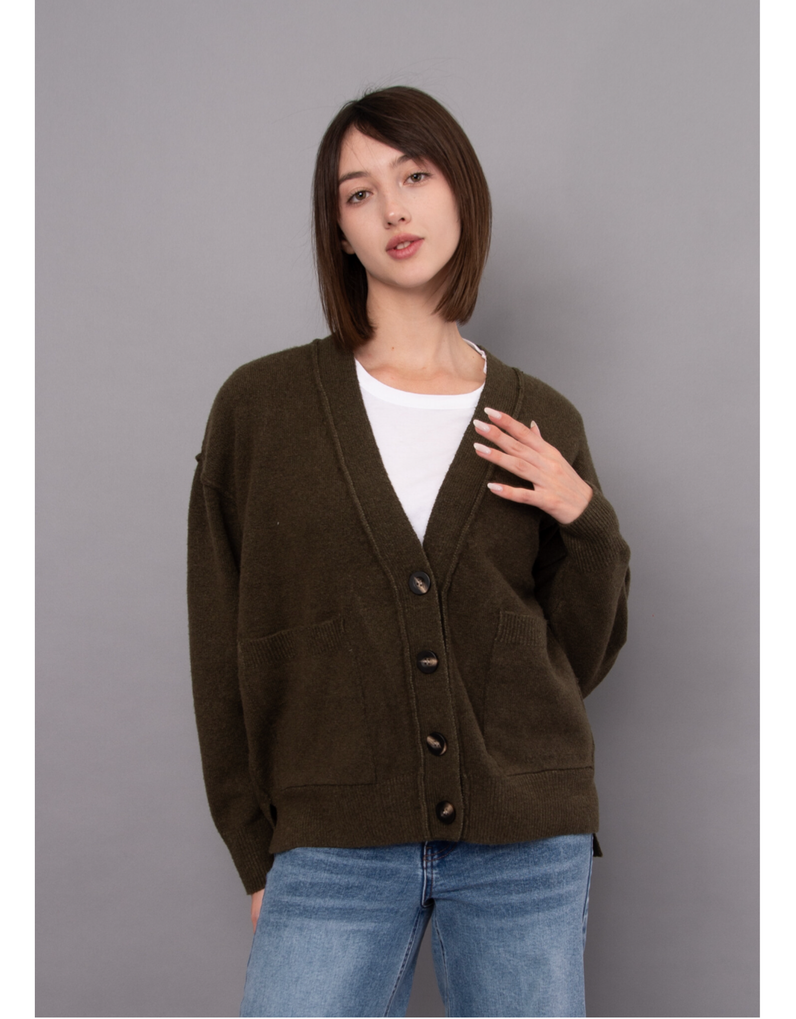 RD Style RD Style - Patsy Long Sleeve V-Neck Cardigan (Olive)