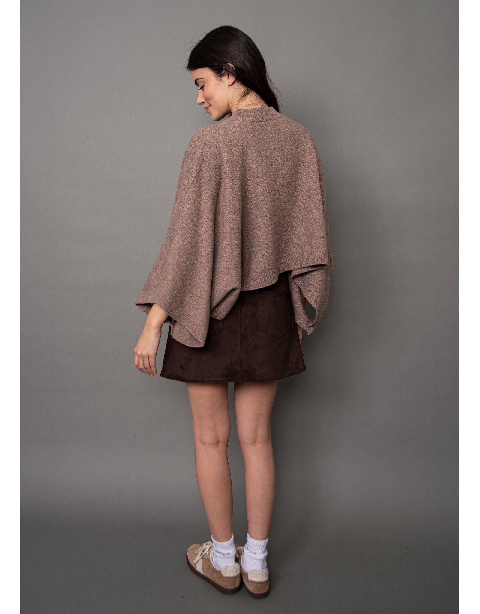 RD Style RD Style - Costanza Button Front Poncho (Mushroom)