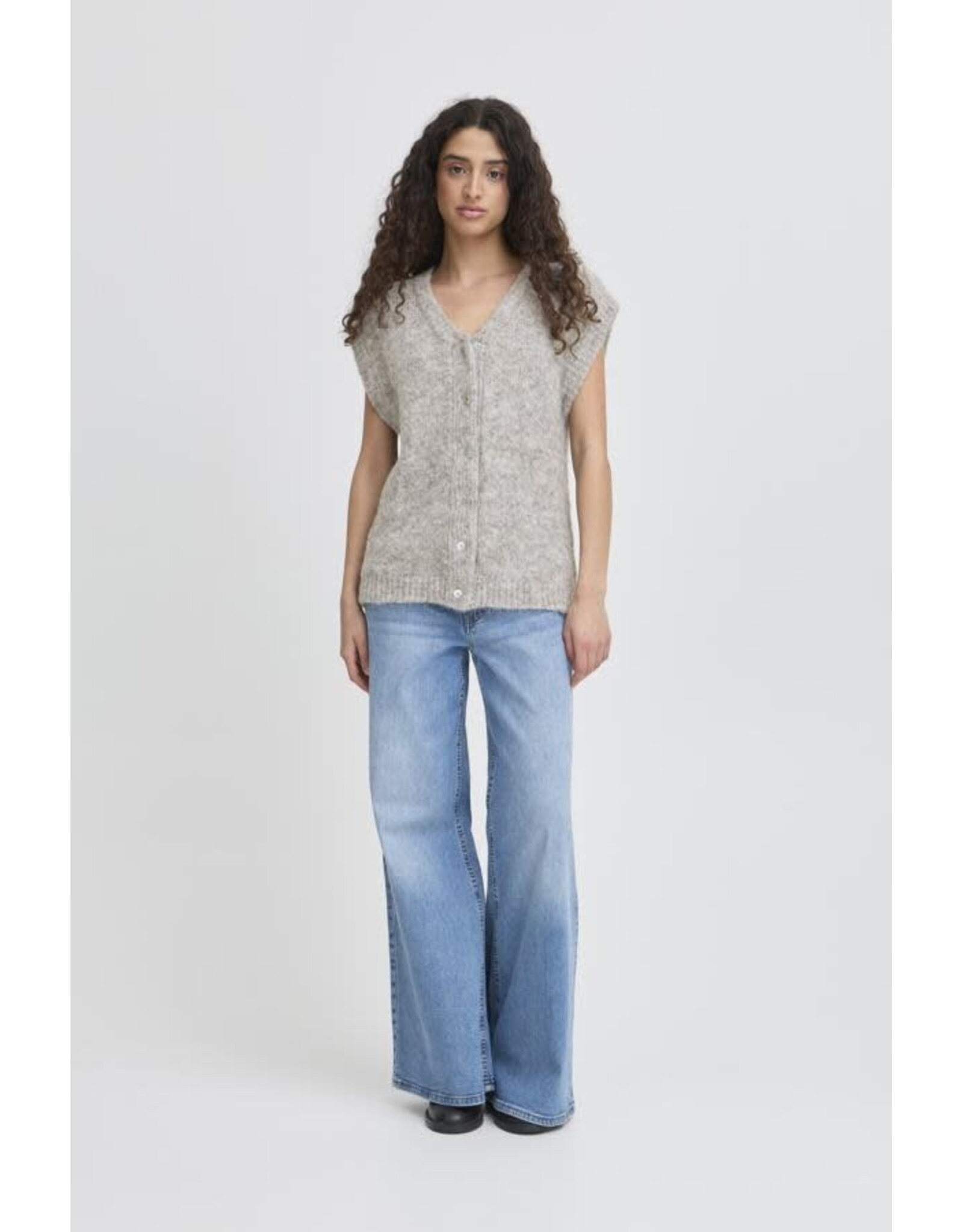ICHI ICHI - Belablue Knit Waistcoat (Light Grey Melange)