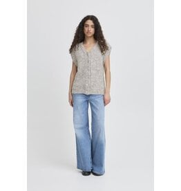 ICHI ICHI - Belablue Knit Waistcoat (Light Grey Melange)