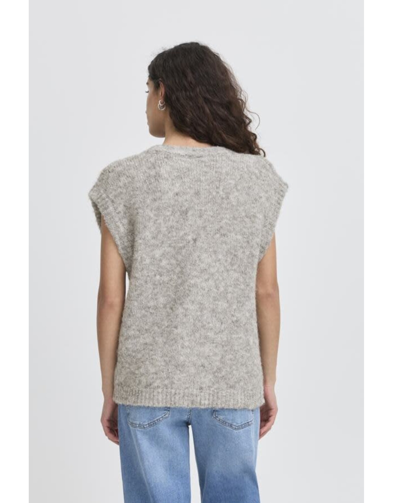 ICHI ICHI - Belablue Knit Waistcoat (Light Grey Melange)