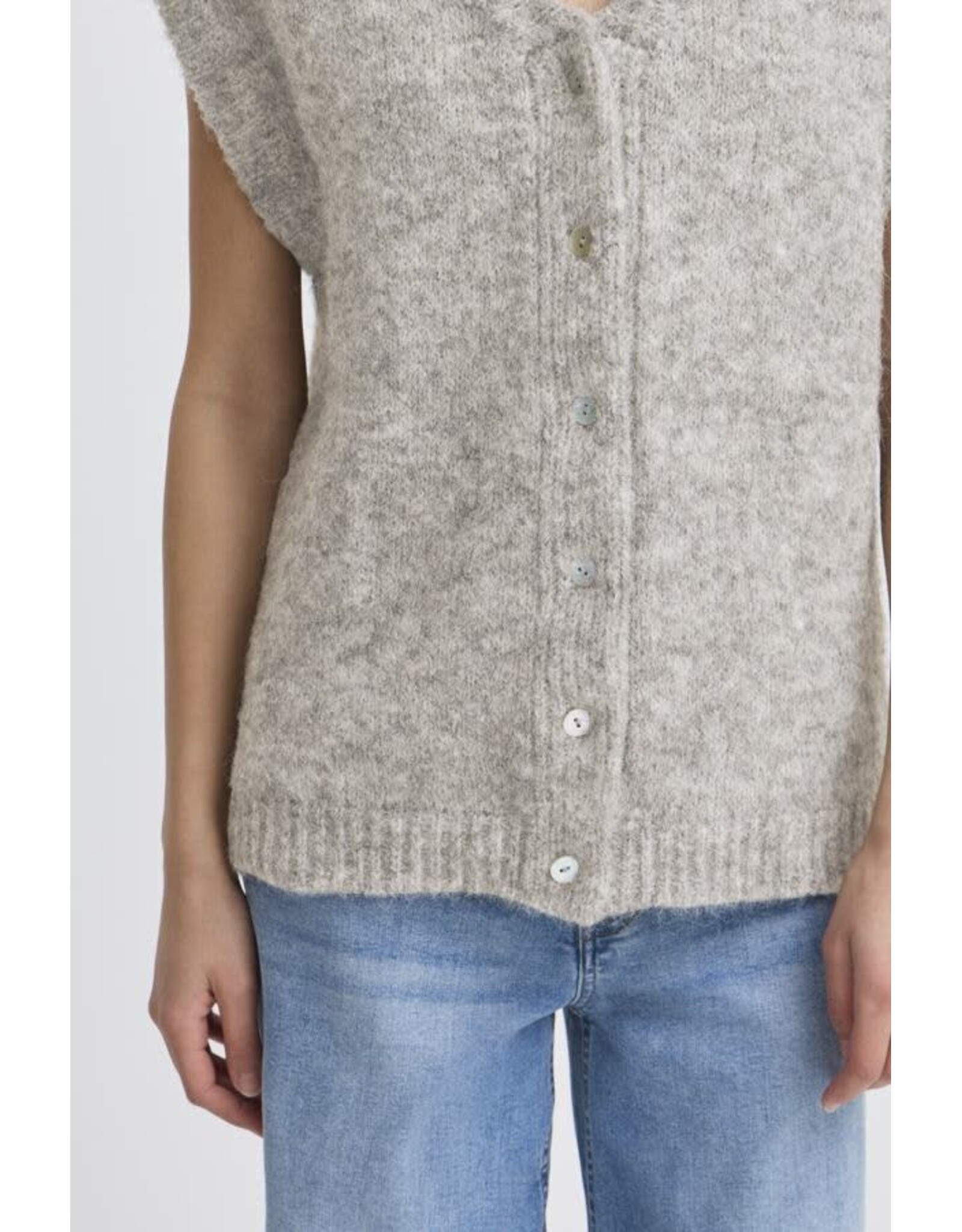 ICHI ICHI - Belablue Knit Waistcoat (Light Grey Melange)