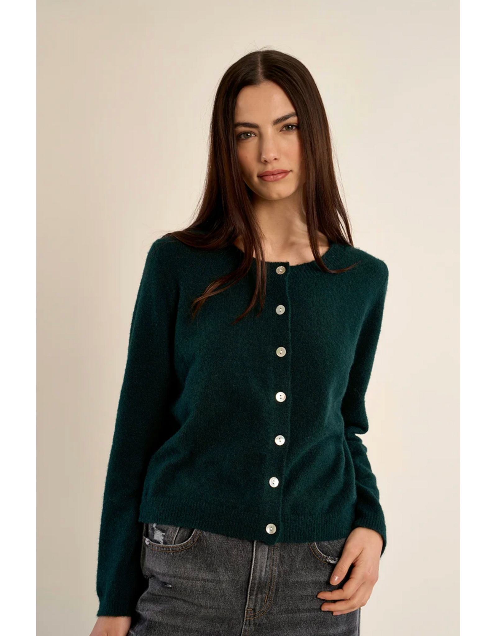 Molly Bracken Molly Bracken - Round Neck Cardigan (Green)