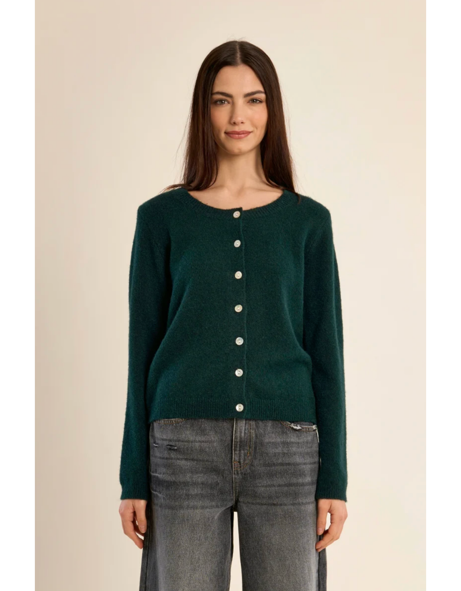 Molly Bracken Molly Bracken - Round Neck Cardigan (Green)