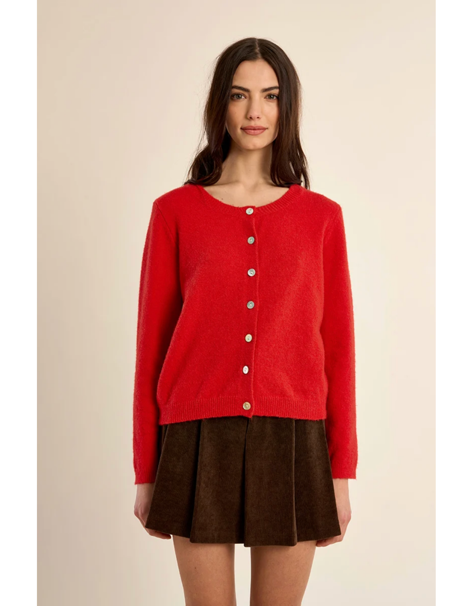 Molly Bracken Molly Bracken - Round Neck Cardigan (Red)