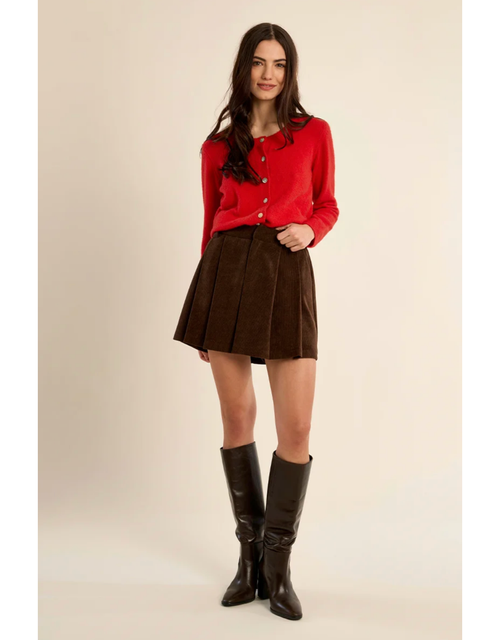 Molly Bracken Molly Bracken - Round Neck Cardigan (Red)