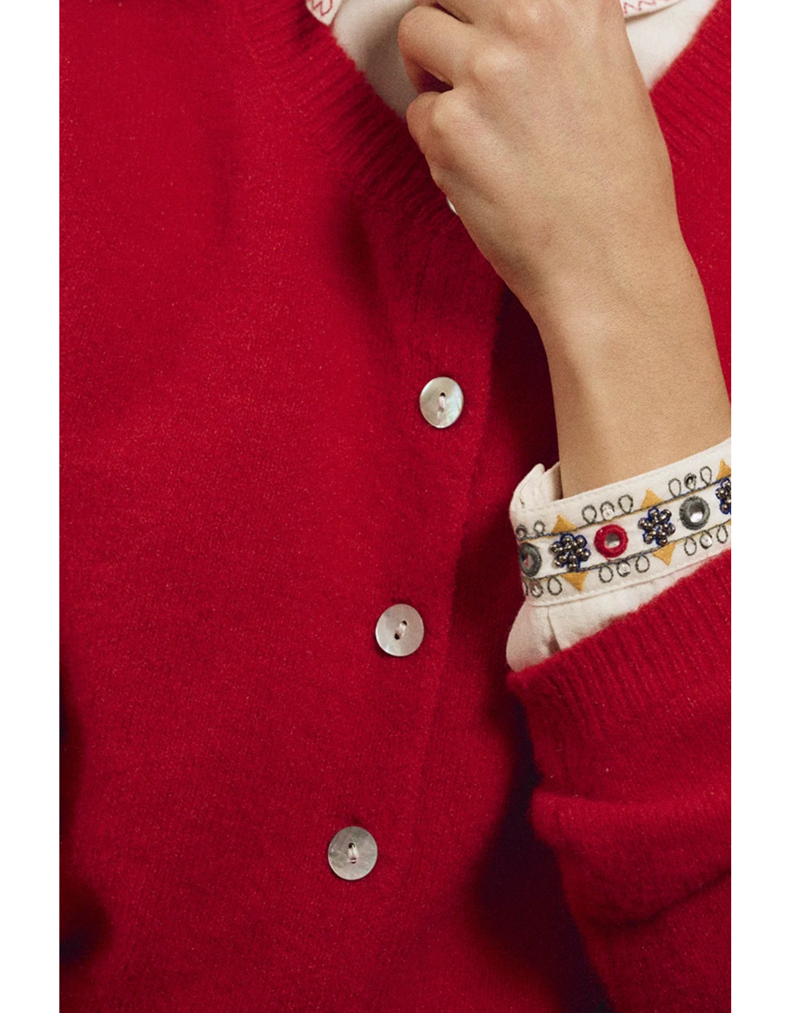 Molly Bracken Molly Bracken - Round Neck Cardigan (Red)