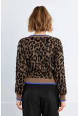 Molly Bracken Molly Bracken - Leopard Print Sweater with Blue Trim