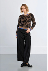 Molly Bracken Molly Bracken - Leopard Print Sweater with Blue Trim