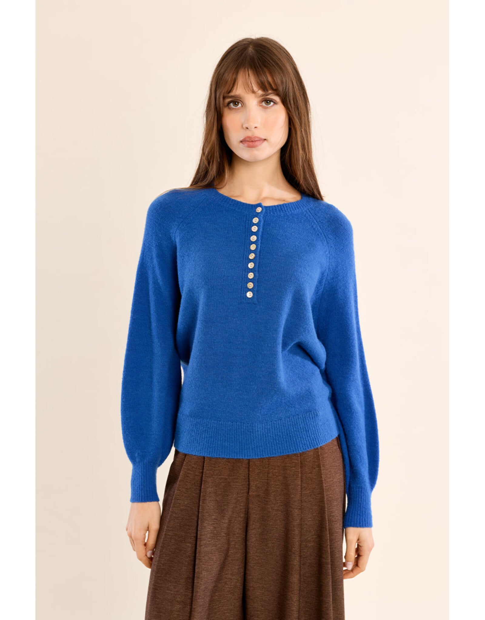 Molly Bracken Molly Bracken - Button Down Sweater (Blue)