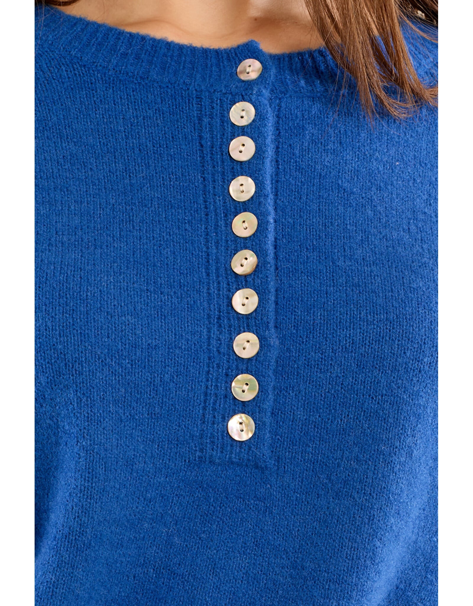 Molly Bracken Molly Bracken - Button Down Sweater (Blue)