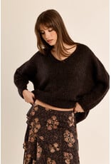 Molly Bracken Molly Bracken - V Neck Sweater (Chocolate)