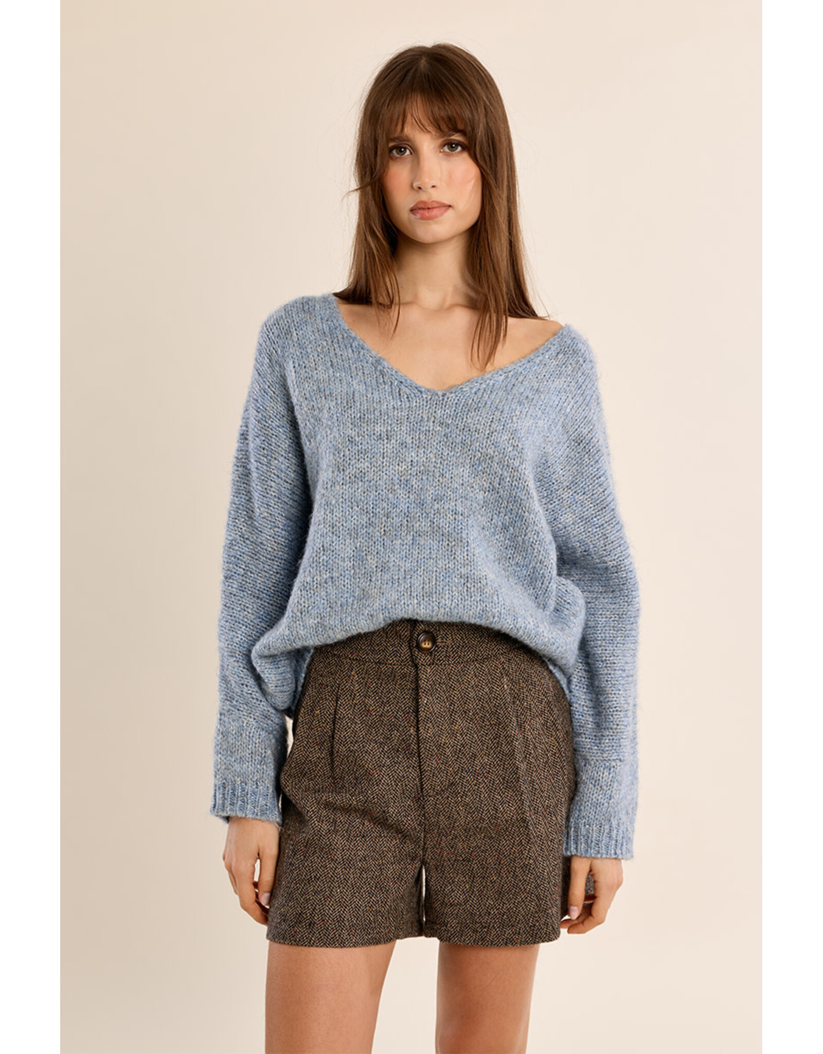 Molly Bracken Molly Bracken - V Neck Sweater (Denim Blue)