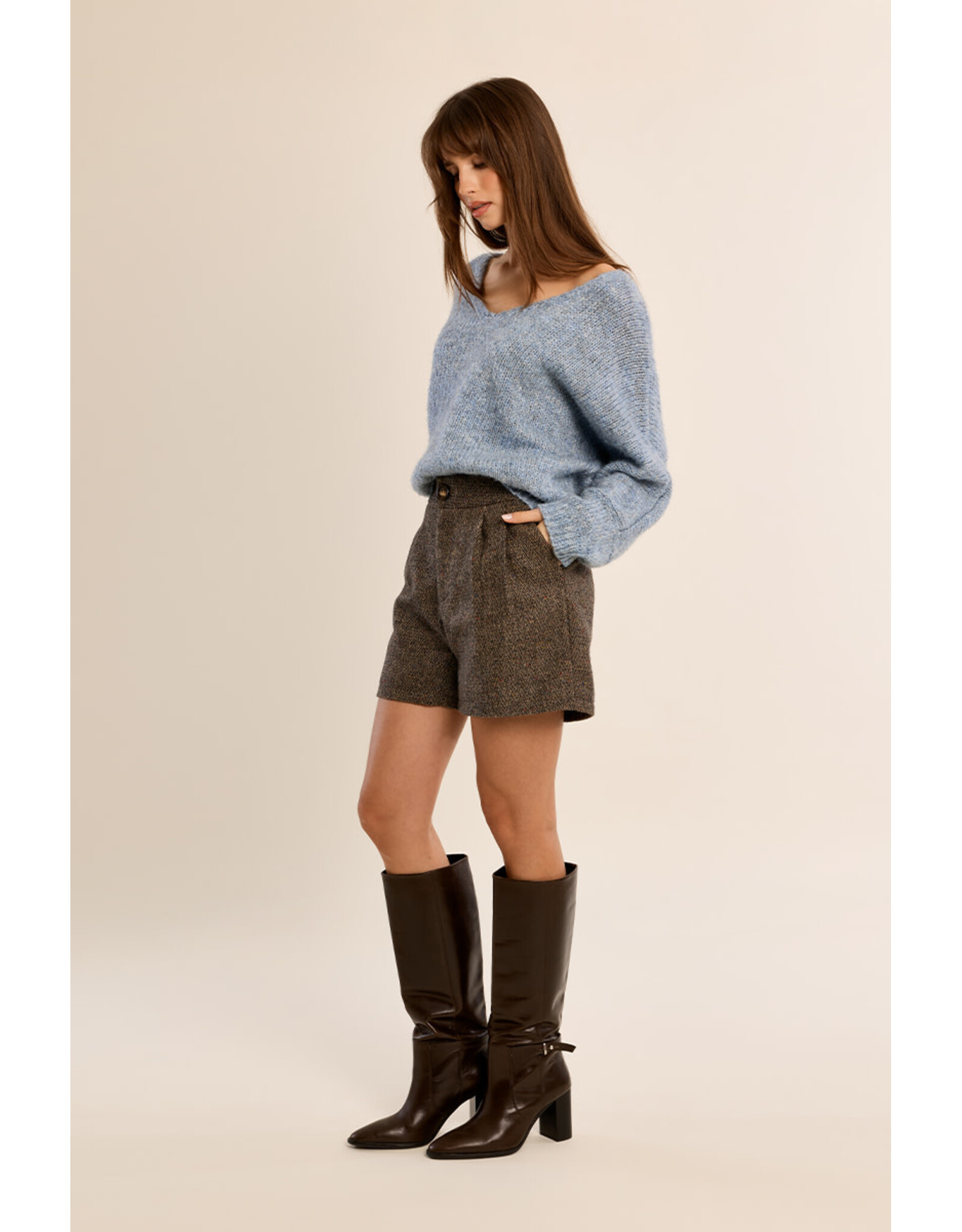 Molly Bracken Molly Bracken - V Neck Sweater (Denim Blue)