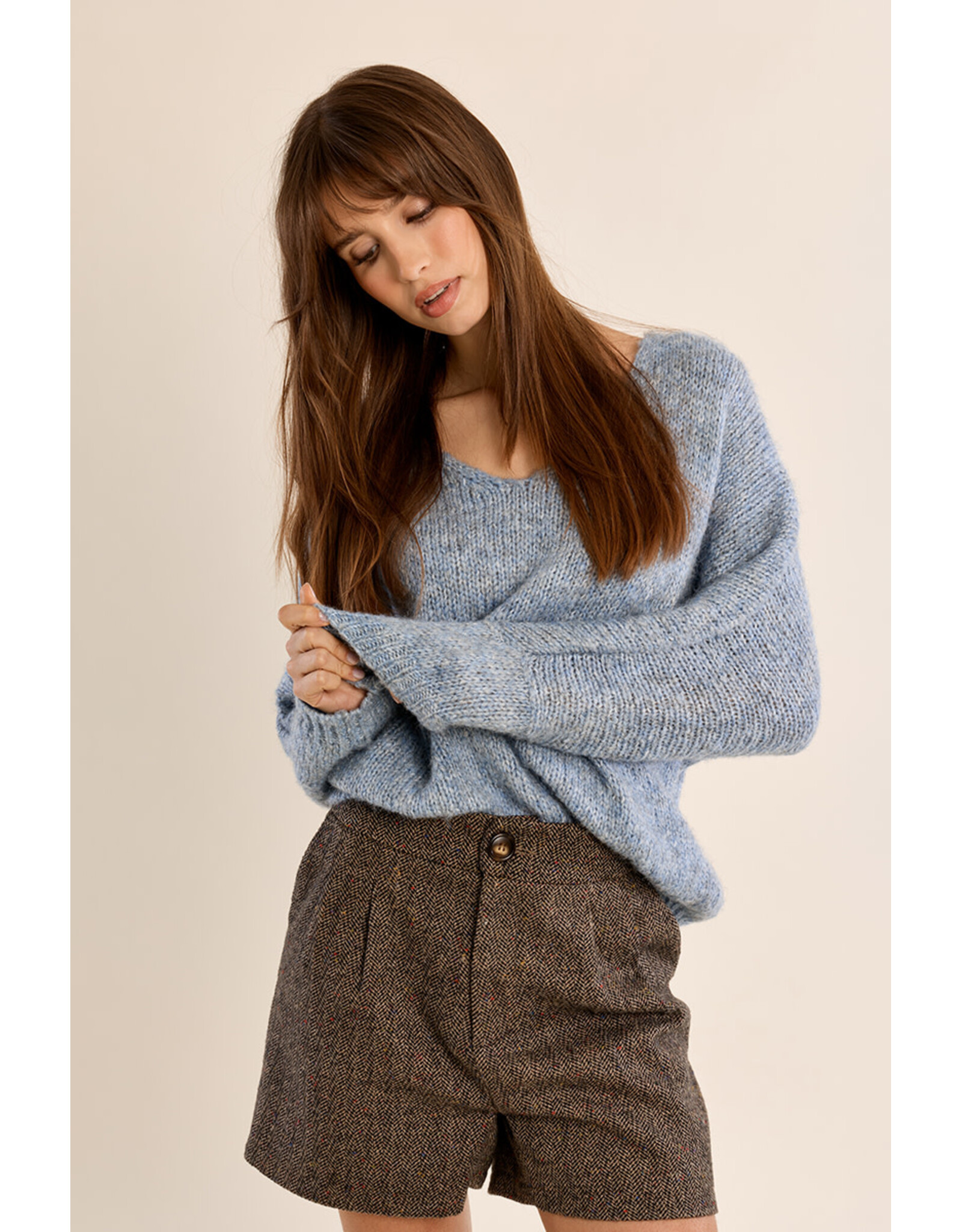Molly Bracken Molly Bracken - V Neck Sweater (Denim Blue)