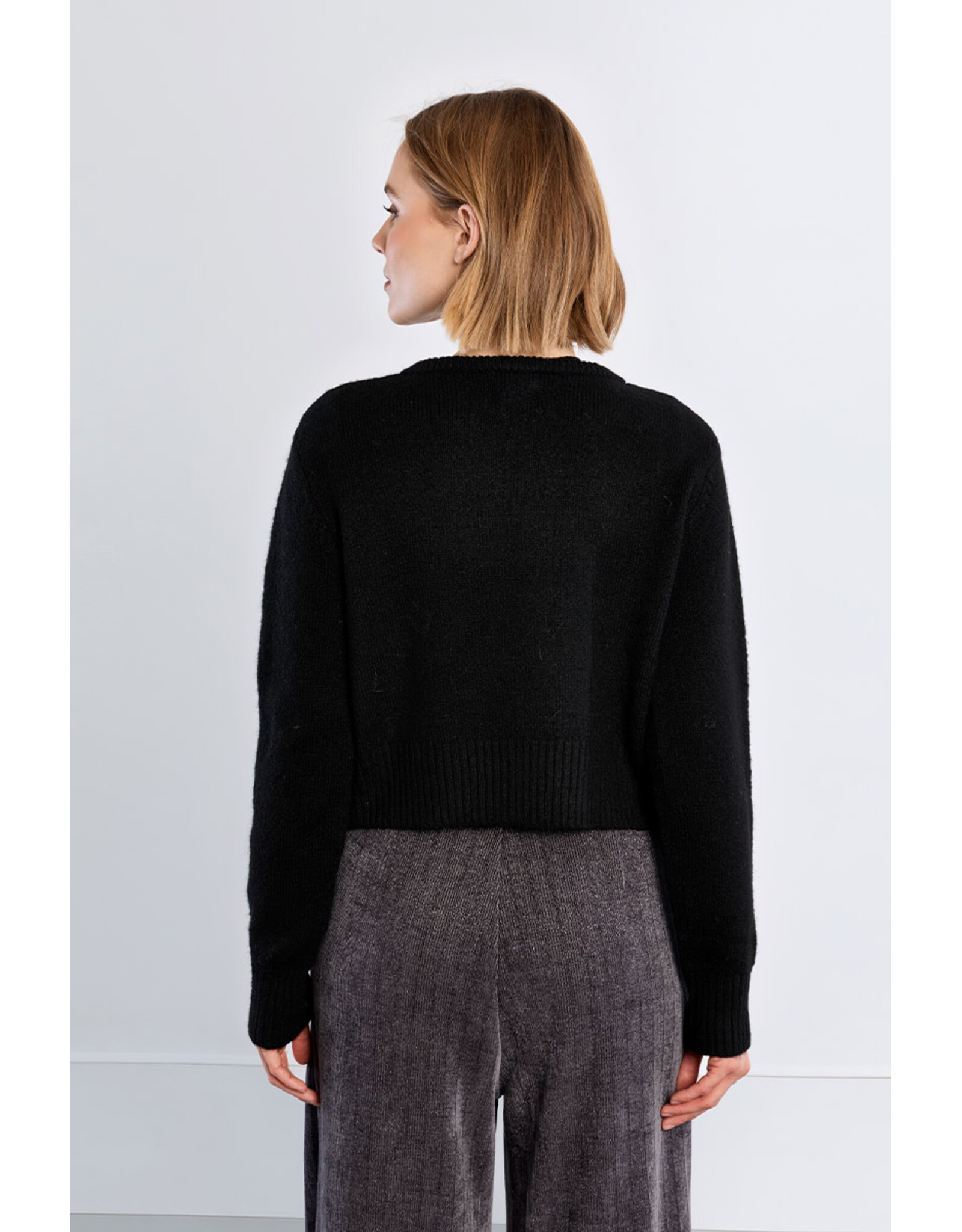 Molly Bracken Molly Bracken - Fluffy Knit Open Cardigan (Black)