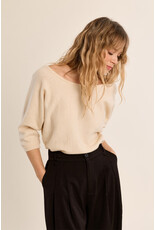 Molly Bracken Molly Bracken - 3/4 Sleeve Sweater with Open Back (Ivory)