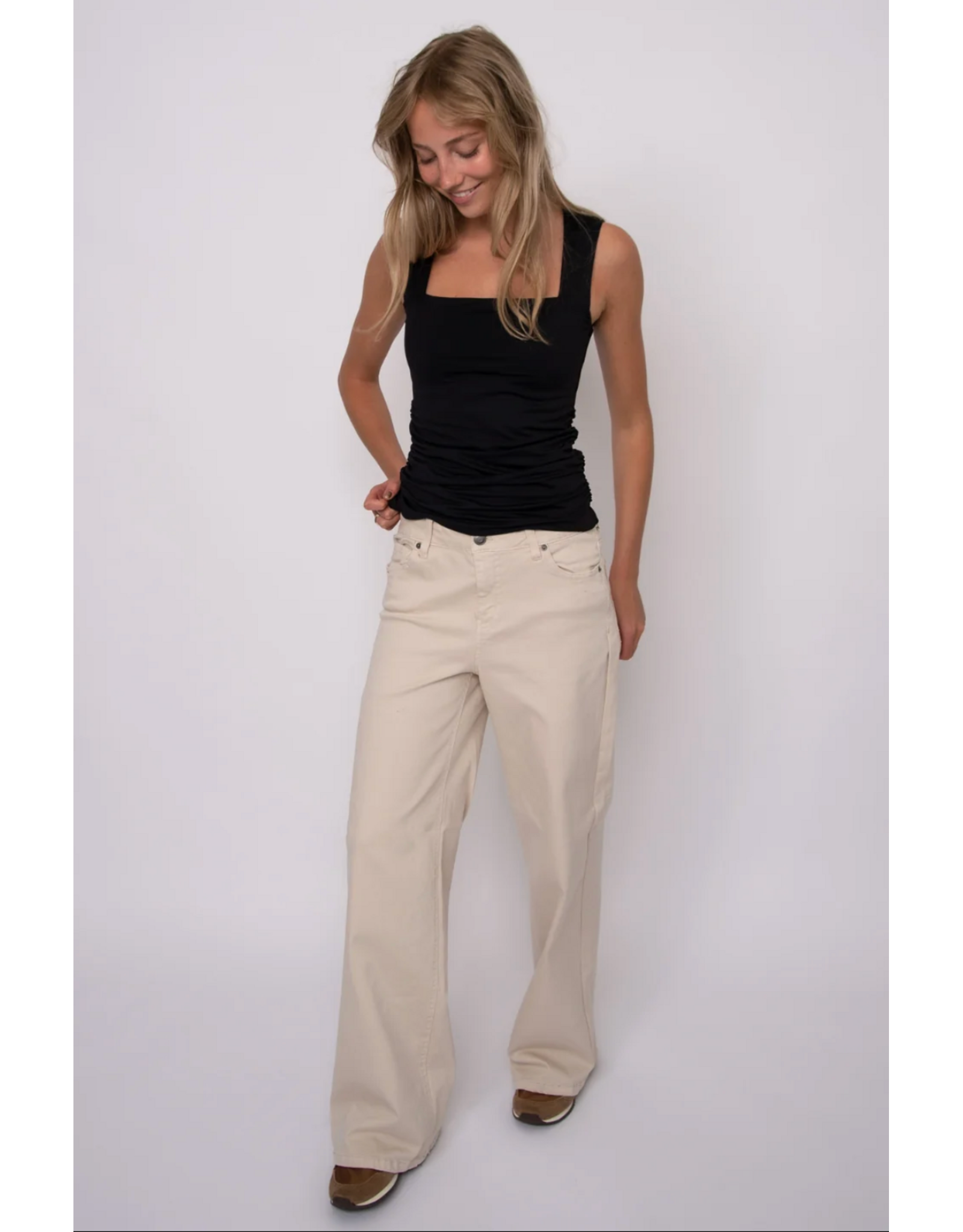 RD Style RD Style - Davinci Signature Second Skin Square Neck Ruched Top (Black)