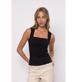 RD Style RD Style - Davinci Signature Second Skin Square Neck Ruched Top (Black)