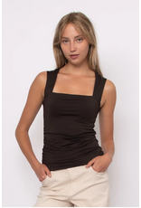 RD Style RD Style - Davinci Signature Second Skin Square Neck Ruched Top (Chocolate Torte)