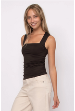 RD Style RD Style - Davinci Signature Second Skin Square Neck Ruched Top (Chocolate Torte)