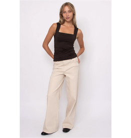 RD Style RD Style - Davinci Signature Second Skin Square Neck Ruched Top (Chocolate Torte)