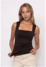 RD Style RD Style - Davinci Signature Second Skin Square Neck Ruched Top (Chocolate Torte)