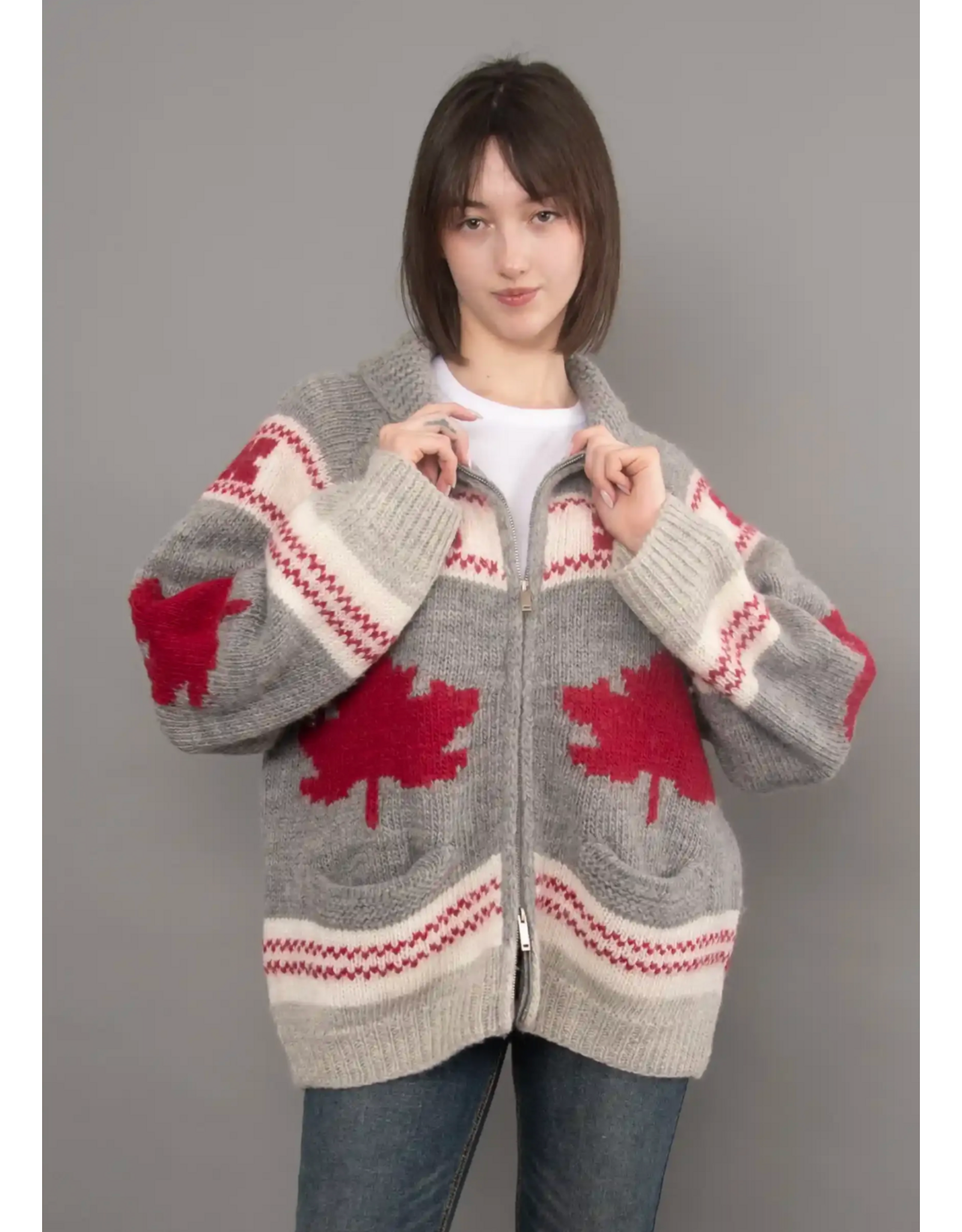 RD Style RD Style - Daria Shawl Collar Zip Up Sweater (Grey)