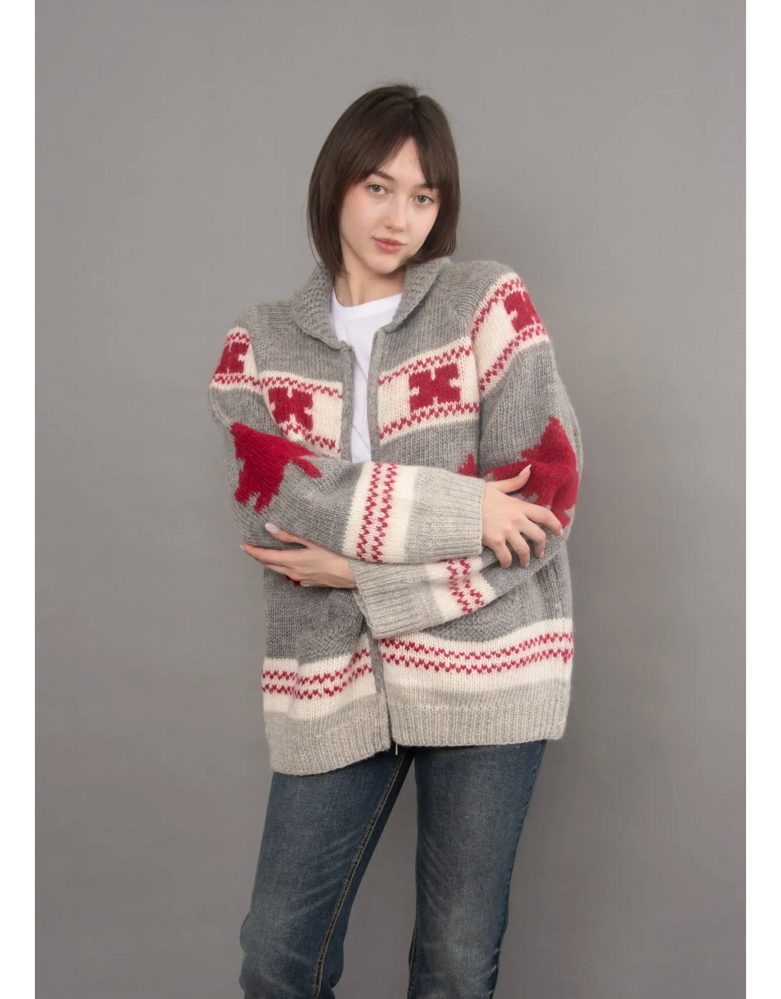 RD Style RD Style - Daria Shawl Collar Zip Up Sweater (Grey)