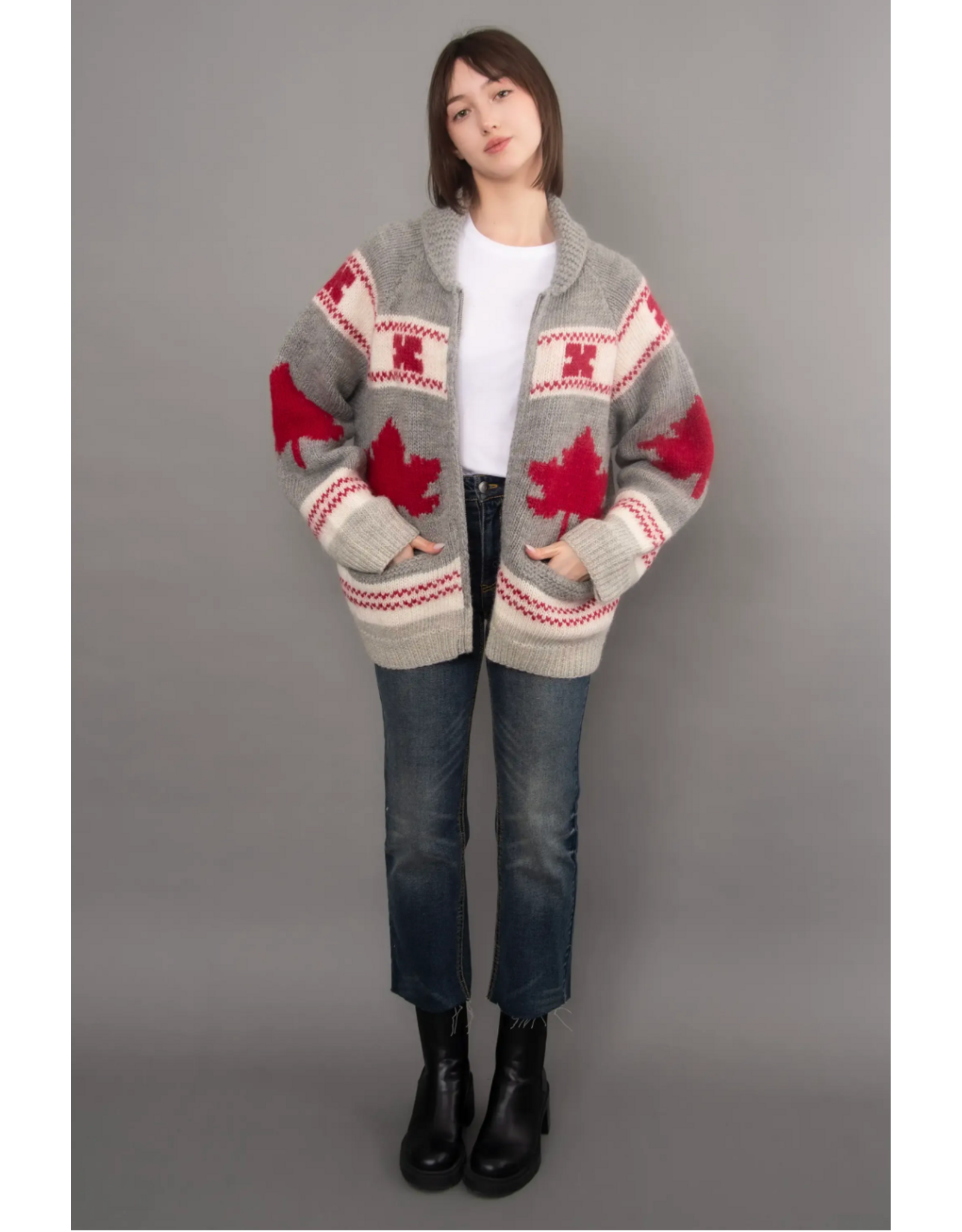 RD Style RD Style - Daria Shawl Collar Zip Up Sweater (Grey)
