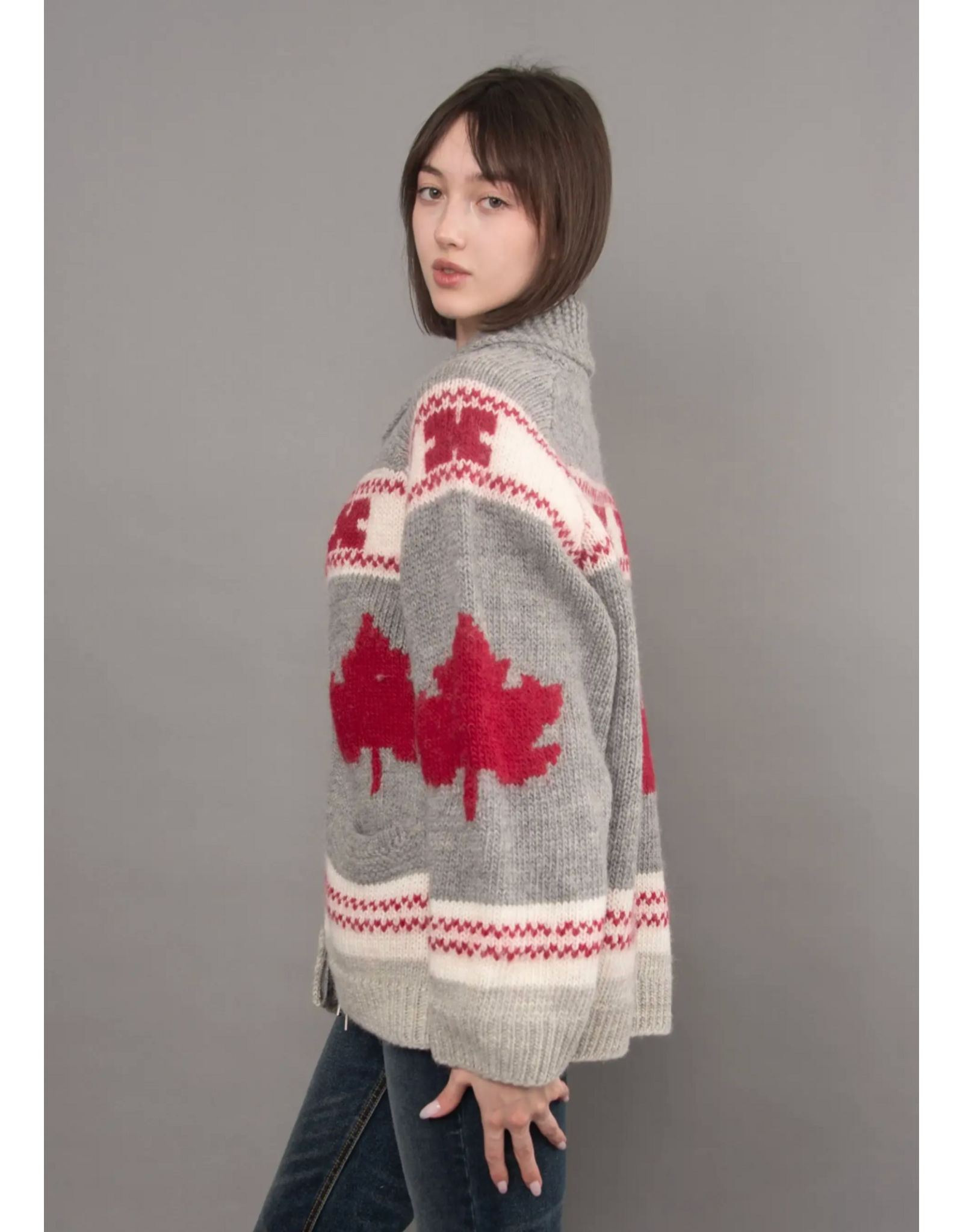 RD Style RD Style - Daria Shawl Collar Zip Up Sweater (Grey)