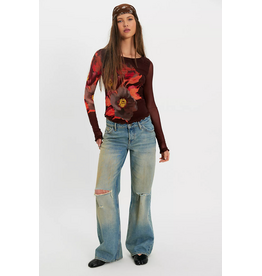 Free people Free People - Lilly Printed Long Sleeve Top (Cocoa)