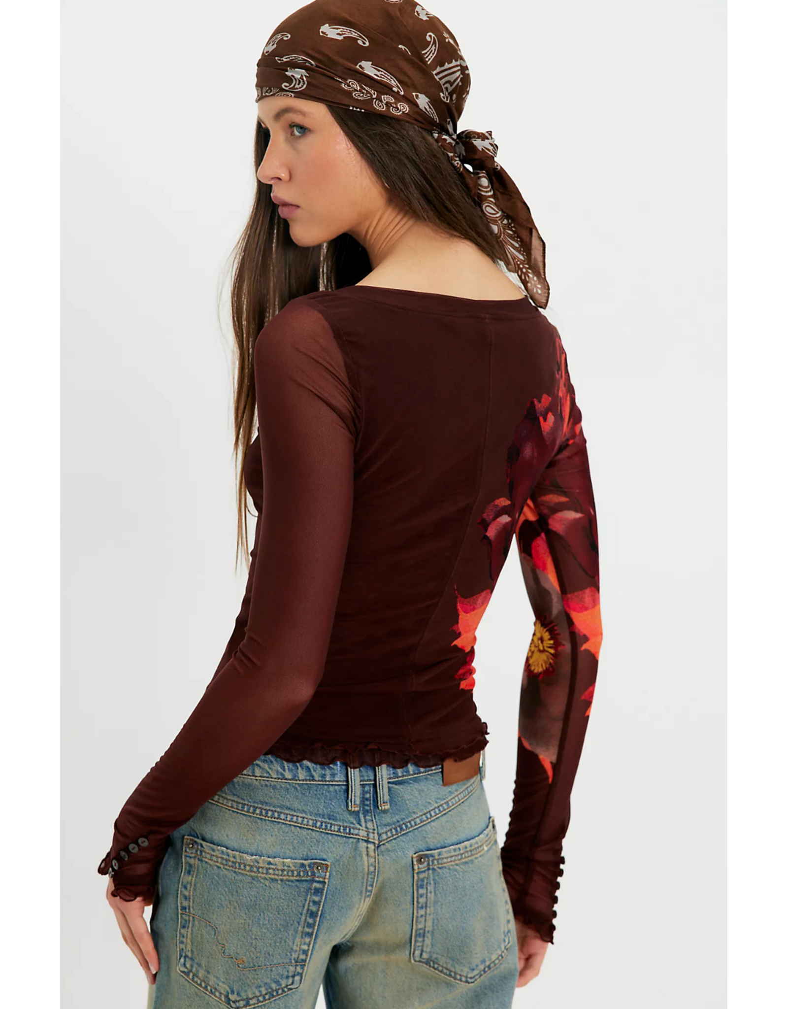 Free people Free People - Lilly Printed Long Sleeve Top (Cocoa)