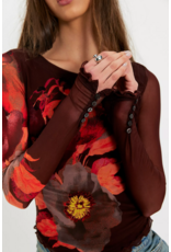 Free people Free People - Lilly Printed Long Sleeve Top (Cocoa)