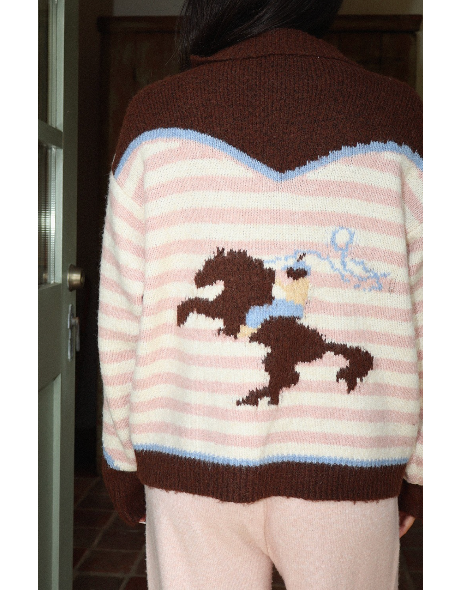 Bailey Rose Striped Zip Up Sweater (Pink - Rodeo)