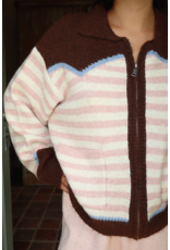 Bailey Rose Striped Zip Up Sweater (Pink - Rodeo)
